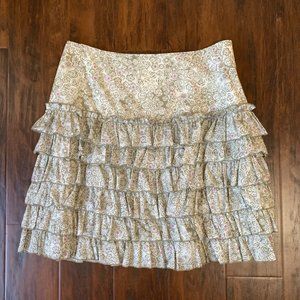 ANNA SUI SELF/LA Tissue Floral Ruffled Tiered Mini Pencil Skirt